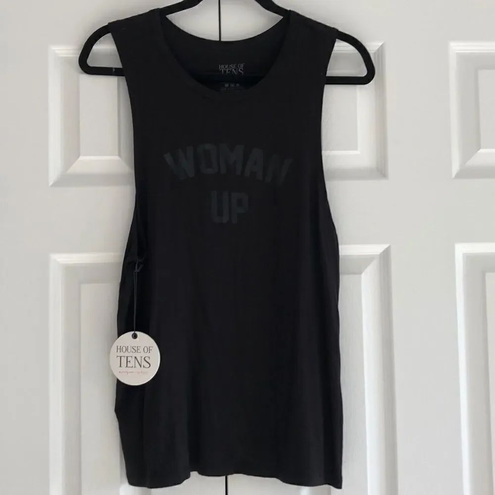 House of Tens Black on Black “Woman Up” Tank Top - Size XS